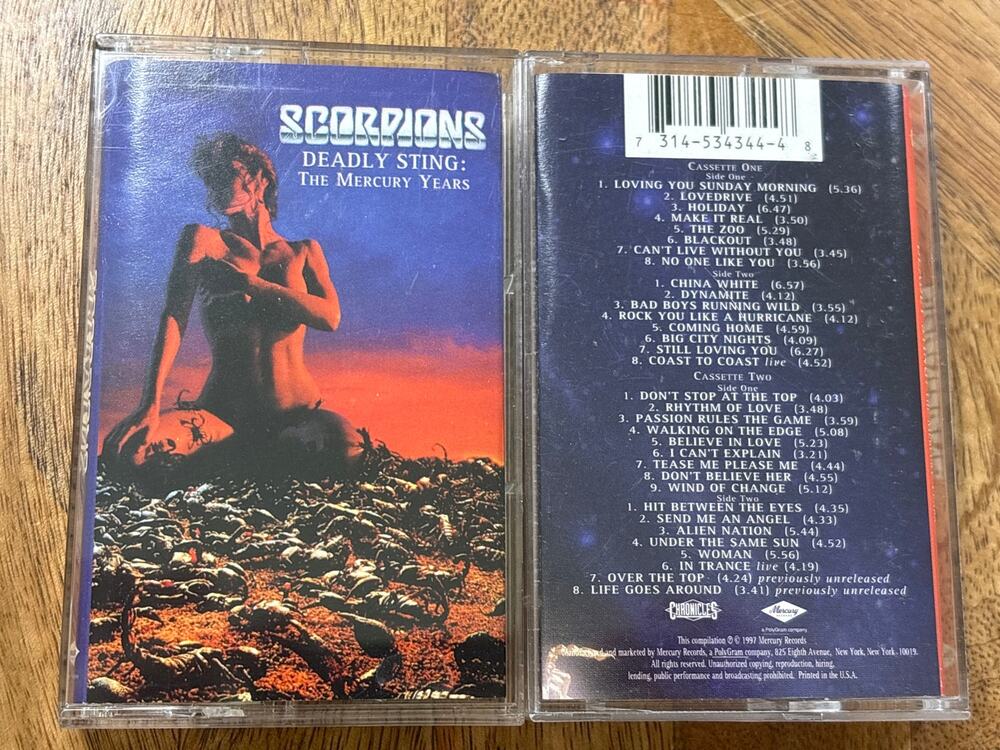 Scorpions Deadly Sting: The Mercury Years 2 cassette tape album complete hits